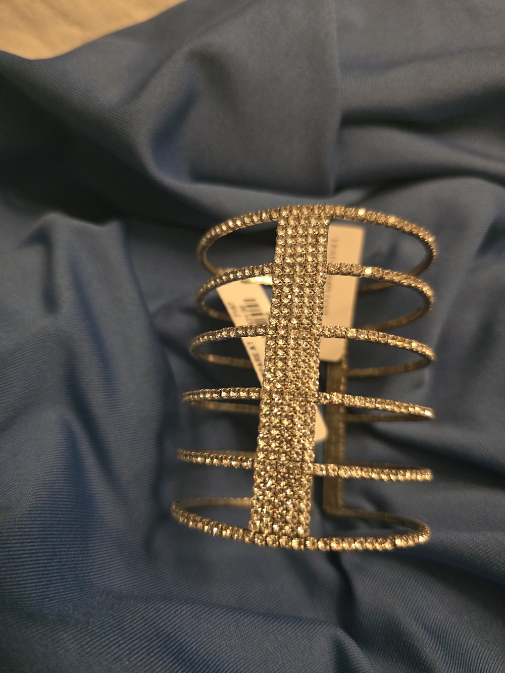 Brand Crystal Multi-Row Cuff Bracelet - Silver